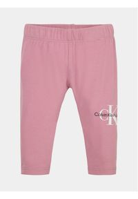 Calvin Klein Jeans Legginsy Monogram IN0IN00081 Różowy Slim Fit. Kolor: różowy. Materiał: bawełna #1