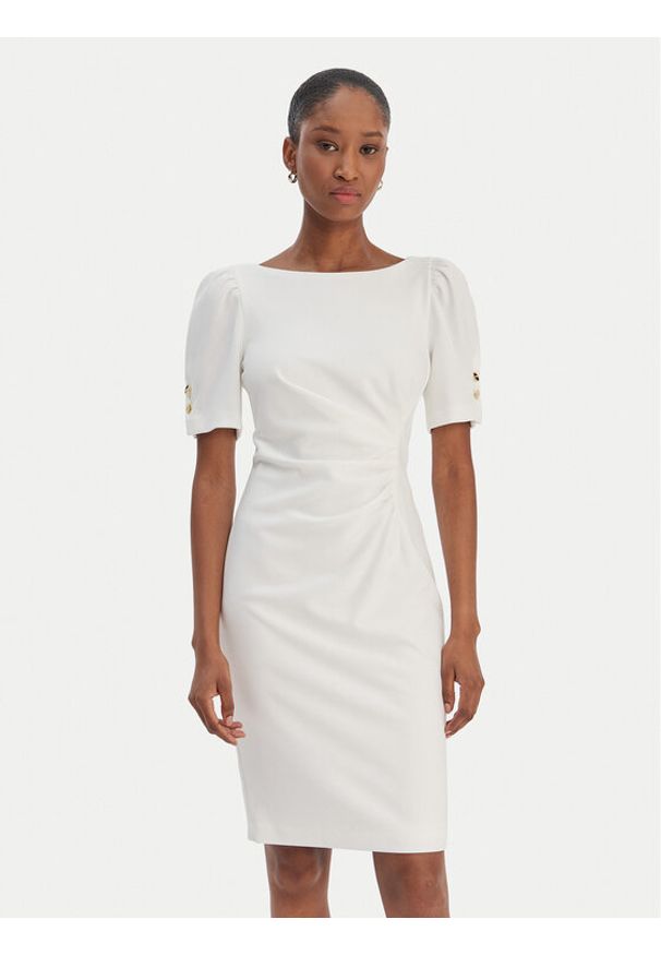 DKNY Sukienka koktajlowa DD6A1666 Écru Slim Fit. Materiał: syntetyk. Styl: wizytowy