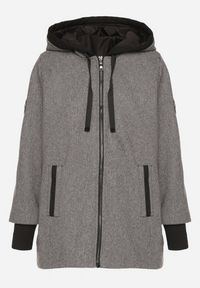 Born2be - Czarna Kurtka o Pudełkowym Kroju z Kapturem Tulavera. Okazja: na co dzień, na spacer. Typ kołnierza: kaptur. Kolor: czarny. Materiał: jeans. Styl: casual #5