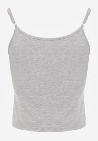 Born2be - Szary Bawełniany Top Bieliźniany z Koronką na Regulowanych Ramiączkach Beralisa. Okazja: na co dzień. Kolor: szary. Materiał: bawełna, koronka. Długość rękawa: na ramiączkach. Wzór: koronka. Sezon: zima, jesień. Styl: casual, klasyczny #5