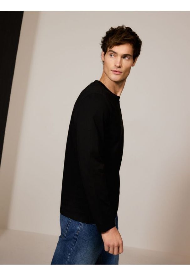 Reserved - Longsleeve regular z przeszyciami - ciemnoszary. Kolor: szary. Materiał: bawełna. Długość rękawa: długi rękaw