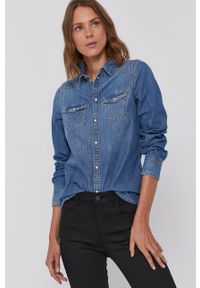 Pepe Jeans - Koszula bawełniana jeansowa Rhonda. Okazja: na co dzień. Kolor: niebieski. Materiał: bawełna. Długość rękawa: długi rękaw. Długość: długie. Styl: casual #1