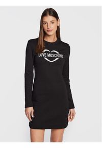 Love Moschino - LOVE MOSCHINO Sukienka dzianinowa W5C0003M 4055 Czarny Regular Fit. Kolor: czarny. Materiał: dzianina, bawełna #1