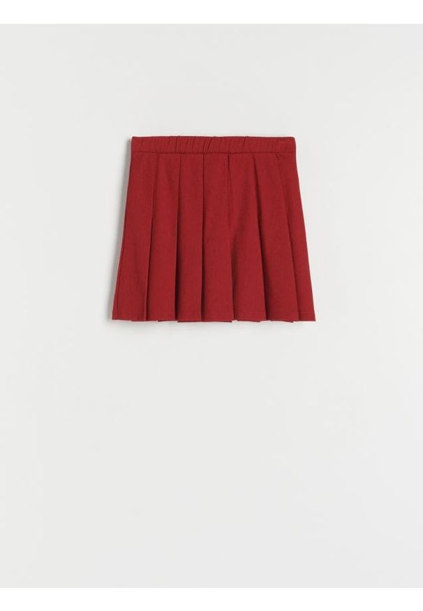 Reserved - Plisowana spódniczka - czerwony. Kolor: czerwony. Materiał: bawełna, dzianina