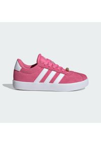 Adidas - Buty VL Court 3.0 Kids. Kolor: biały, wielokolorowy, różowy, szary. Materiał: zamsz, materiał