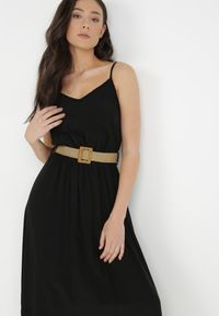 Born2be - Czarna Sukienka z Paskiem Chrysaleia. Okazja: na co dzień. Kolor: czarny. Długość rękawa: na ramiączkach. Wzór: gładki. Sezon: lato. Typ sukienki: proste. Styl: casual. Długość: maxi #6