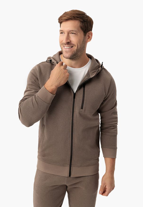 Volcano - Bluza z kapturem B-BOGY. Typ kołnierza: kaptur. Kolor: beżowy. Materiał: skóra, bawełna, materiał. Wzór: gładki. Styl: klasyczny, elegancki