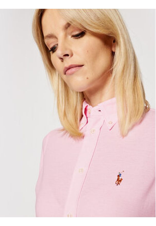 Polo Ralph Lauren Koszula Heidi 211664427002 Różowy Slim Fit. Typ kołnierza: polo. Kolor: różowy. Materiał: bawełna