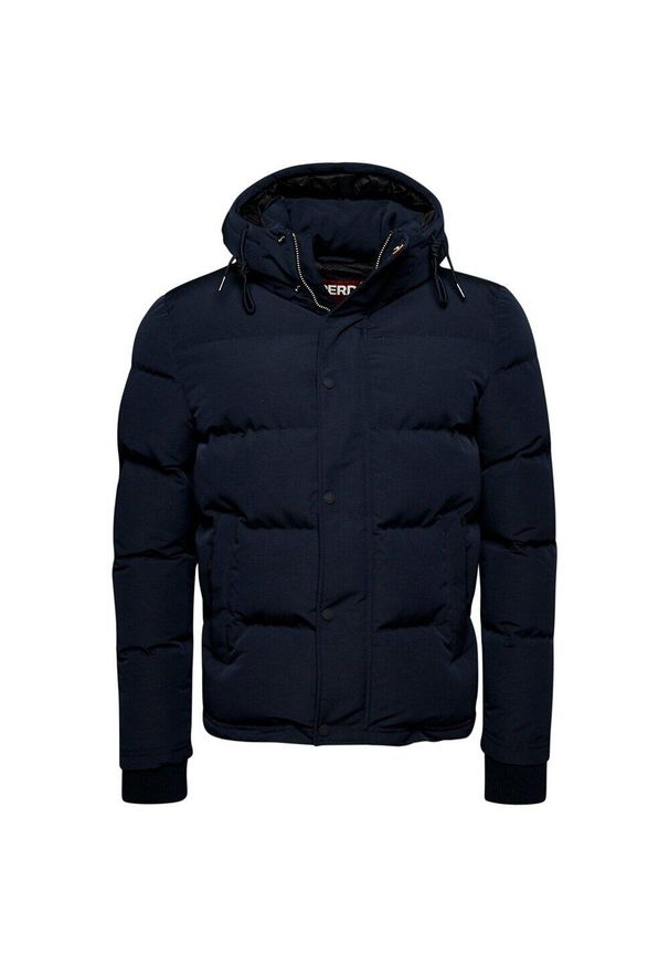 Kurtka puchowa Superdry Everest. Kolor: niebieski. Materiał: puch. Sezon: zima