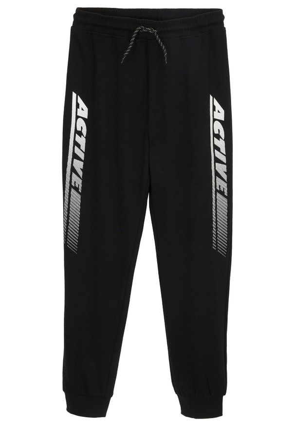 bonprix - Spodnie dresowe z miękkiej mieszanki bawełny. Kolor: czarny. Materiał: bawełna, dresówka