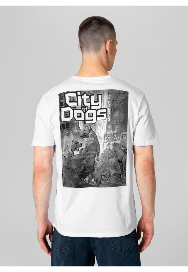 PITBULL - Koszulka męska Pitbull City Of Dogs. Kolor: biały, wielokolorowy, szary