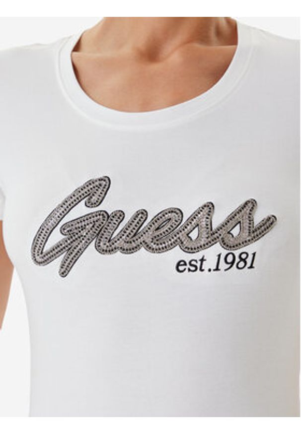 Guess T-Shirt W5YI16 J1314 Biały Regular Fit. Kolor: biały. Materiał: bawełna