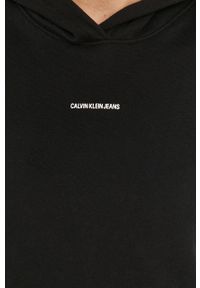 Calvin Klein Jeans - Bluza. Typ kołnierza: kaptur. Kolor: czarny. Materiał: bawełna, dzianina. Wzór: gładki #2