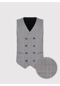 Pako Lorente - PAKO LORENTE - Szara dwurzędowa kamizelka męska w kratę. Kolor: szary. Materiał: poliester, wiskoza, elastan. Styl: elegancki, młodzieżowy #10
