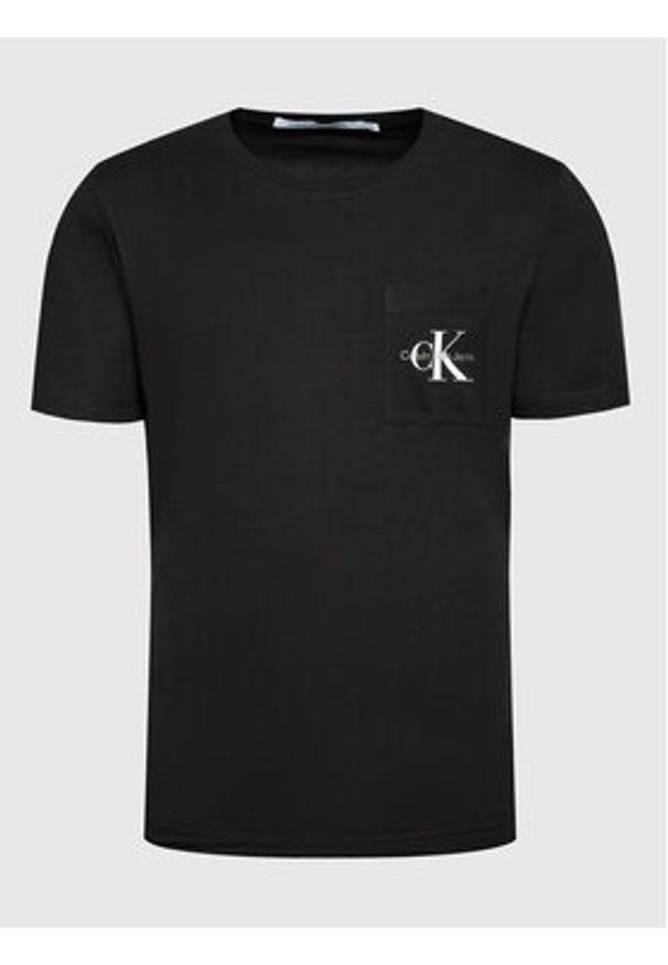 Calvin Klein Jeans T-Shirt J30J320936 Czarny Slim Fit. Kolor: czarny. Materiał: bawełna