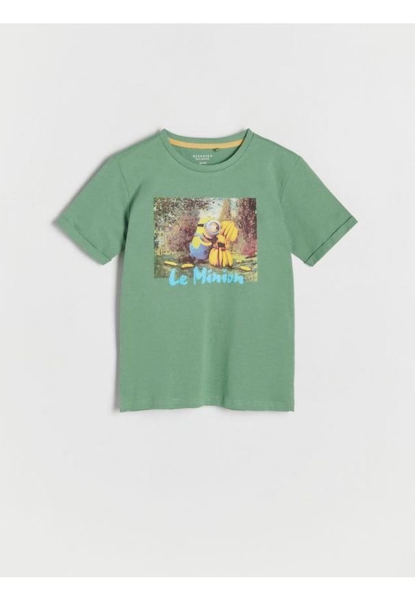 Reserved - T-shirt oversize Minionki - zielony. Kolor: zielony. Materiał: bawełna, dzianina. Wzór: motyw z bajki