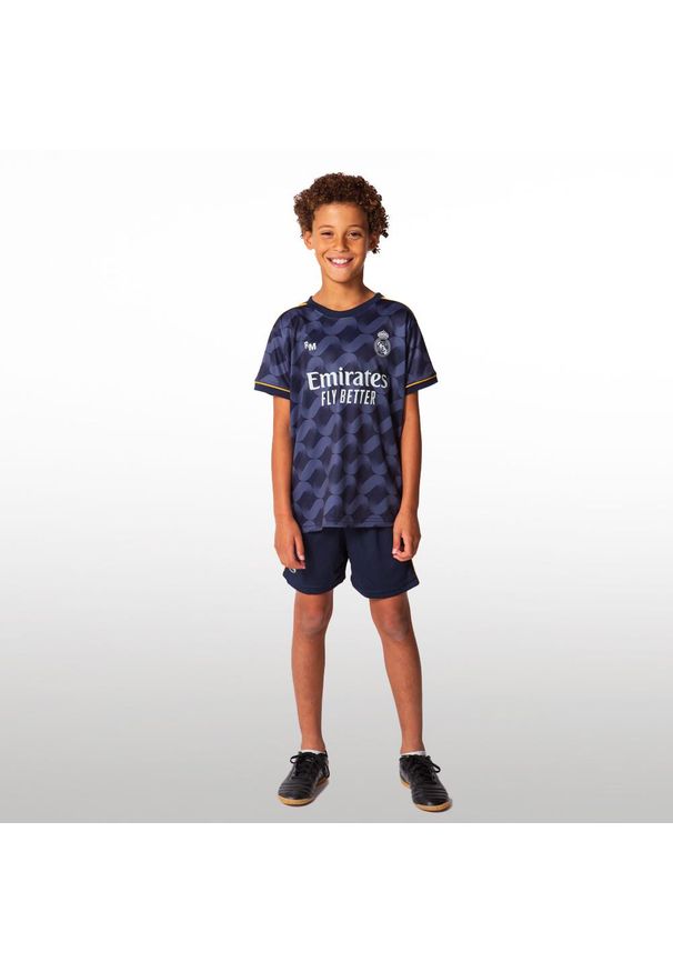 Koszulka piłkarska dla dzieci Real Madrid Away 23/24. Kolor: niebieski. Sport: piłka nożna