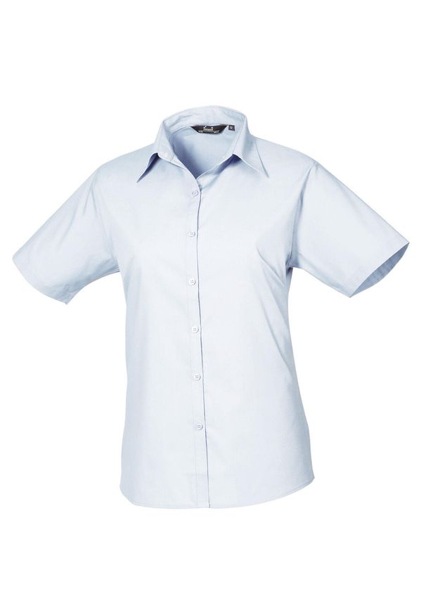 PREMIER - Bluzka Damska Z Krótkim Rękawem Z Popeliny. Kolor: niebieski. Długość rękawa: krótki rękaw. Długość: krótkie