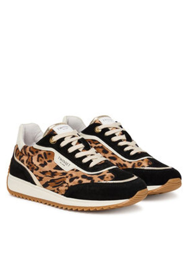 TwinSet - TWINSET Sneakersy 252TCP028 Brązowy. Kolor: brązowy. Materiał: zamsz, skóra