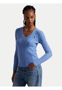 Polo Ralph Lauren Sweter 211971866004 Niebieski Slim Fit. Typ kołnierza: polo. Kolor: niebieski. Materiał: wełna #1