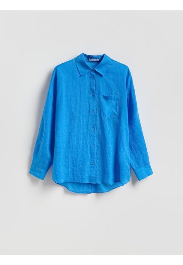 Reserved - Koszula z lyocellem - niebieski. Kolor: niebieski. Materiał: tkanina. Wzór: gładki