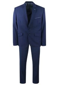 Elegancki Garnitur (Ślub, Studniówka) - Casino - Granat, Delikatna Krata. Materiał: poliester, wiskoza. Wzór: kratka #1