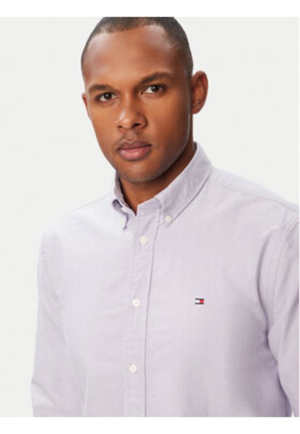 TOMMY HILFIGER - Tommy Hilfiger Koszula Solid Heritage MW0MW35774 Fioletowy jasny Regular Fit. Kolor: fioletowy. Materiał: bawełna