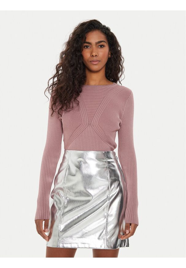 Guess Sweter Destiny W4YR17 Z37K0 Różowy Pullover Fit. Kolor: różowy. Materiał: syntetyk