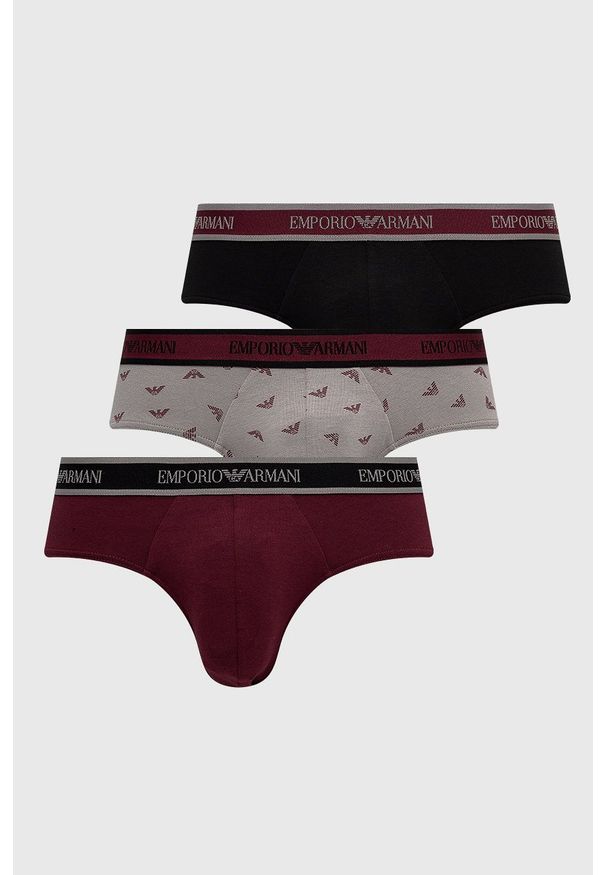 Emporio Armani Underwear Slipy (3-pack) męskie kolor bordowy. Kolor: czerwony