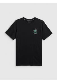 4f - 4F T-shirt regular z nadrukiem męski - czarny XXL. Okazja: na co dzień. Kolor: czarny. Materiał: dzianina, bawełna. Wzór: nadruk. Styl: casual #1