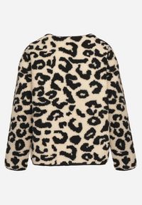 Born2be - Beżowa Panterkowa Futrzana Kurtka z Kieszeniami Sewilaine. Okazja: na co dzień. Kolor: beżowy. Materiał: futro. Styl: casual, elegancki #4