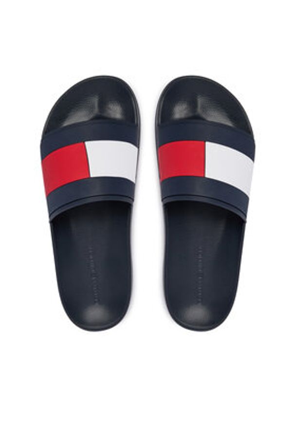 TOMMY HILFIGER - Tommy Hilfiger Klapki Core Hilfiger Flag Pool Slide FM0FM05798 Niebieski. Kolor: niebieski. Materiał: skóra