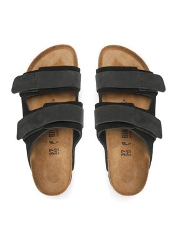 Birkenstock Klapki Uji 1024832 Czarny. Kolor: czarny. Materiał: skóra, nubuk