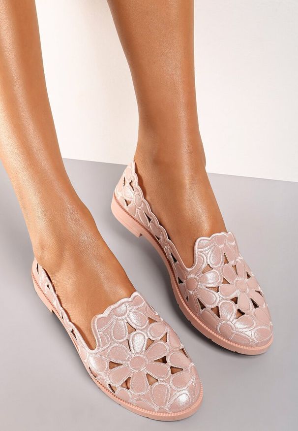 Renee - Różowe Balerinki Acanophe. Wysokość cholewki: przed kostkę. Nosek buta: okrągły. Kolor: różowy. Szerokość cholewki: normalna. Wzór: ażurowy. Obcas: na obcasie. Wysokość obcasa: niski