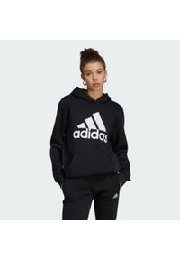 Adidas - Bluza z kapturem Essentials Logo Boyfriend Fleece. Typ kołnierza: kaptur. Kolor: czarny, wielokolorowy, biały