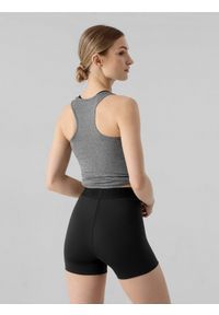 4f - 4F Top treningowy slim szybkoschnący damski - szary S. Kolor: szary. Materiał: materiał, dzianina, elastan, włókno, syntetyk. Długość rękawa: na ramiączkach. Wzór: gładki, jednolity, ze splotem. Sport: fitness
