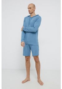 Ted Baker Bluza piżamowa męska gładka. Kolor: niebieski. Materiał: dzianina. Długość: długie. Wzór: gładki