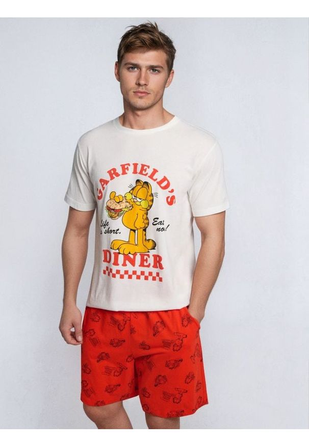 Sinsay - Bawełniana piżama dwuczęściowa z nadrukiem Garfield - wielobarwny. Materiał: bawełna. Wzór: nadruk