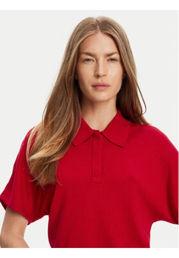 TOMMY HILFIGER - Tommy Hilfiger Polo WW0WW45652 Czerwony Regular Fit. Typ kołnierza: polo. Kolor: czerwony. Materiał: lyocell