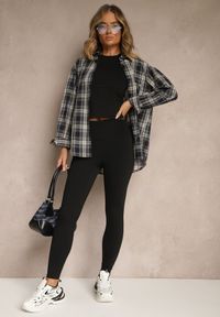 Renee - Czarny Komplet Sportowy Legginsy i T-shirt o Dopasowanym Kroju Silanessa. Kolor: czarny