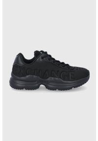 Armani Exchange Buty kolor czarny. Nosek buta: okrągły. Zapięcie: sznurówki. Kolor: czarny. Materiał: materiał, guma