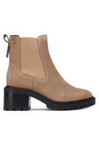 TOMMY HILFIGER - Tommy Hilfiger Botki Th Nubuck Chelsea Cleated Heel FW0FW09158 Beżowy. Kolor: beżowy. Materiał: skóra #1