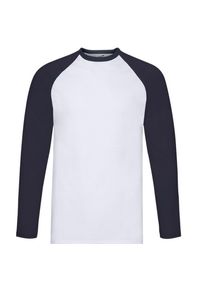 FRUIT OF THE LOOM - Męska Koszulka Baseballowa Z Długim Rękawem Valueweight. Kolor: biały, wielokolorowy, niebieski. Długość rękawa: długi rękaw. Długość: długie
