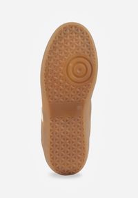 Renee - Ciemnobeżowe Sneakersy w Stylu Tenisówek Ozdobione Paskami Jenaniela. Okazja: na co dzień. Zapięcie: pasek. Kolor: beżowy. Materiał: jeans. Wzór: aplikacja #5