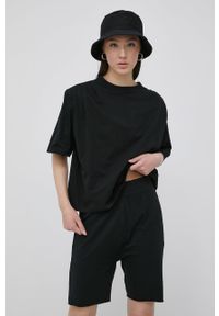 Vila t-shirt bawełniany kolor czarny. Kolor: czarny. Materiał: bawełna. Długość rękawa: raglanowy rękaw. Wzór: gładki #4