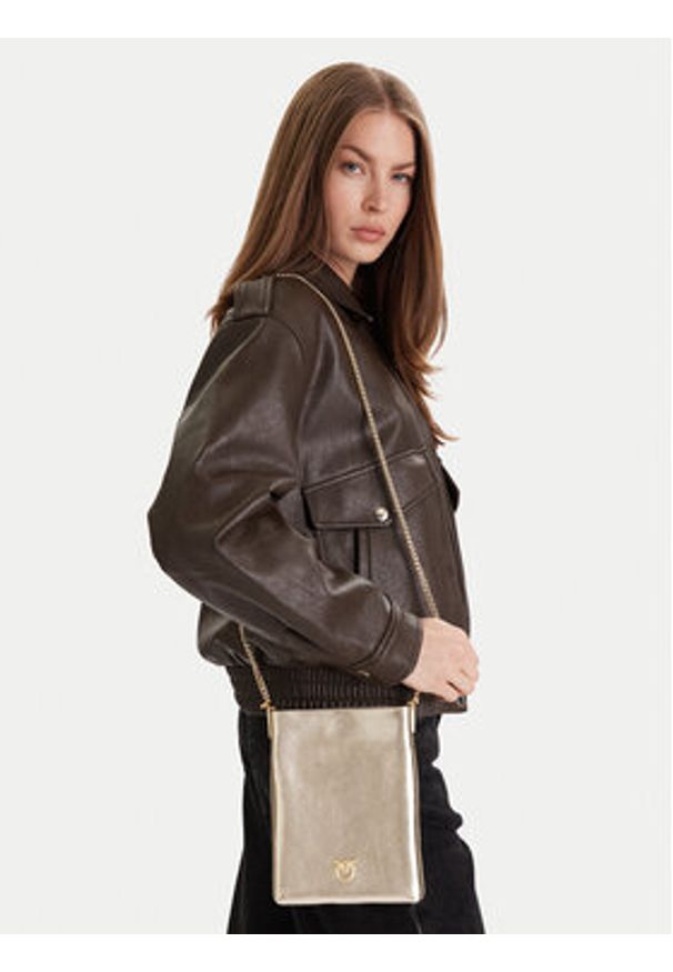 Pinko - PINKO Torebka Flat Satchel AI 25-26 PCPL 105352 A2O9 Złoty. Kolor: złoty. Materiał: skórzane