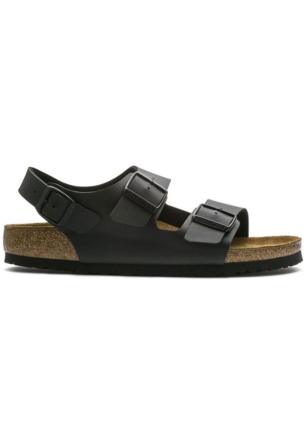 Sandały Birkenstock Milano Bs 0034793 czarne. Zapięcie: pasek. Kolor: czarny. Materiał: materiał, syntetyk, welur, skóra. Wzór: paski