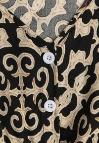 Born2be - Czarno-Beżowa Bawełniana Sukienka z Dekoltem w Serek Zapinana na Guziki z Gumką w Pasie Kelea. Okazja: na co dzień. Typ kołnierza: dekolt w serek. Kolor: czarny. Materiał: bawełna. Typ sukienki: proste. Styl: wizytowy, casual, klasyczny, elegancki #8