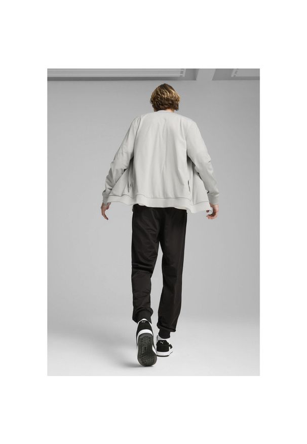 Puma - Męski dres inspirowany koszykówką z poliestru PUMA Glacial Gray. Kolor: szary. Materiał: dresówka, poliester. Sport: koszykówka