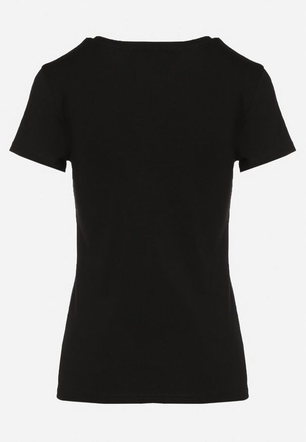 Born2be - Czarny Klasyczny T-shirt z Bawełny Olinisea. Okazja: na co dzień. Kolor: czarny. Materiał: bawełna. Styl: klasyczny